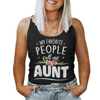 My Favorite People Call Me Aunt Floral Aunt Women Tank Top | Mazezy