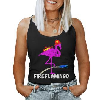 Fire Fighter Flamingo Exotic Bird Firefighter Fireman Women Tank Top Basic Casual Daily Weekend Graphic - Seseable