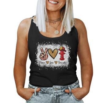 Firefighter Wife Life Peace Love Fire Wife Heart Women Tank Top Basic Casual Daily Weekend Graphic - Seseable