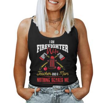 Firefighter Wife Mom Teacher Mom Firefighter Wife Gift Women Tank Top Basic Casual Daily Weekend Graphic - Seseable