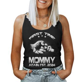 First Time Mommy Again Est 2024 Funny Fathers Day Women Tank Top Basic Casual Daily Weekend Graphic - Thegiftio UK