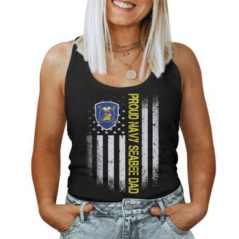 Flag Usa Proud Us Navy Seabee Dad Us Military Family Women Tank Top | Mazezy