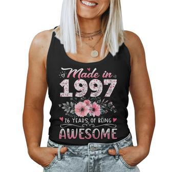 Floral 26Th Birthday Gifts For Women Made In 1997 Birthday Women Tank Top Basic Casual Daily Weekend Graphic - Seseable