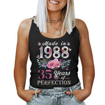 Floral 35Th Birthday Gift Ideas For Women Best Of 1988 Women Tank Top Basic Casual Daily Weekend Graphic - Seseable