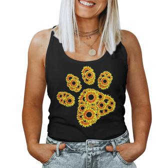 Flower Mom Pet Paw Print Of Sunflower Cat Or Dog Paw Women Tank Top Basic Casual Daily Weekend Graphic - Seseable