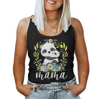 Flowers Mom & Cute Baby Panda Animal Mama Women Tank Top | Mazezy