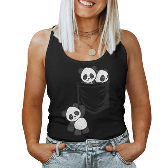 For Panda Lovers Cute Kawaii Baby Pandas In Pocket Women Tank Top Basic Casual Daily Weekend Graphic - Seseable