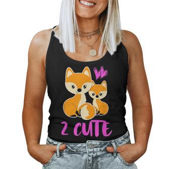 Foxes 2 Cute Mother Baby Kid Toddler Women Mom Cute Gift Fox Women Tank Top Basic Casual Daily Weekend Graphic - Seseable