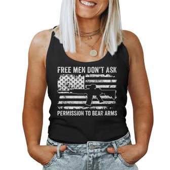 Free Men Dont Ask Permission Right To Bear Arms - Gun Laws Women Tank Top Basic Casual Daily Weekend Graphic - Seseable