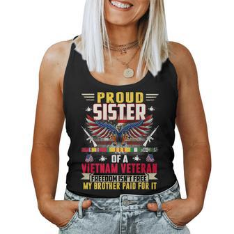 Freedom Isnt Free-Proud Sister Of A Vietnam Veteran Brother Women Tank Top Basic Casual Daily Weekend Graphic - Seseable