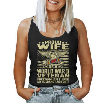 Freedom Isnt Free Proud Wife Of World War 2 Veteran Spouse Women Tank Top Basic Casual Daily Weekend Graphic - Seseable