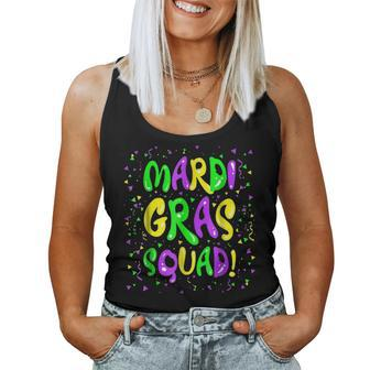 Fun Mardi Gras Squad Mom Dad & Kids Family Women Tank Top Basic Casual Daily Weekend Graphic - Seseable