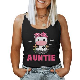 Funny Auntie Cow Cute Cow Farmer Birthday Matching Family Women Tank Top Basic Casual Daily Weekend Graphic - Seseable