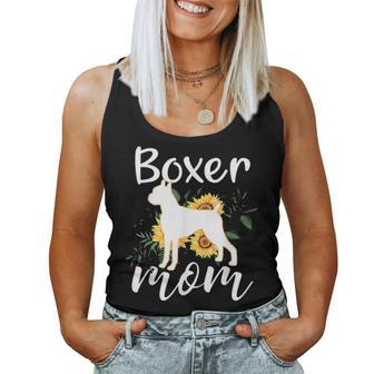 Funny Boxer Mom Sunflower Dog Lovers Mothers Day Gift Women Tank Top Basic Casual Daily Weekend Graphic - Seseable