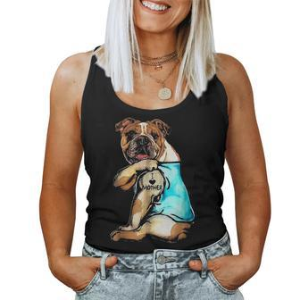 Funny Bulldog Dog I Love Mother Tattoo Bulldog Lover Gift Women Tank Top Basic Casual Daily Weekend Graphic - Seseable