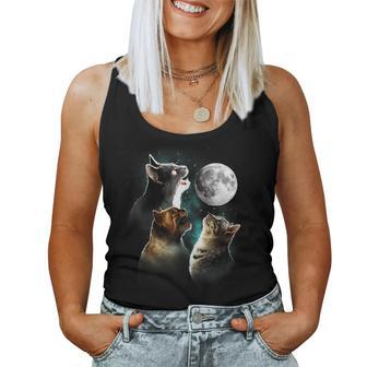 Funny Cat Cats Meowling At Moon Cat Lover Women Tank Top Basic Casual Daily Weekend Graphic - Seseable