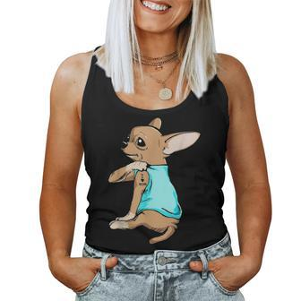 Funny Chihuahua Dog I Love Mom Tattoo Chihuahua Lover Gift Women Tank Top Basic Casual Daily Weekend Graphic - Seseable