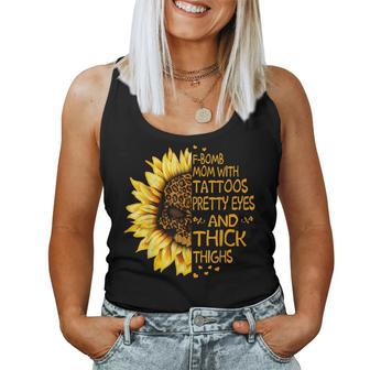 Funny F-Bomb Mom With Tattoos Pretty Eyes And Thick Thighs Women Tank Top Basic Casual Daily Weekend Graphic - Thegiftio UK