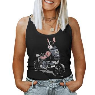 Funny French Bulldog Dog Tattoo I Love Mom Biker Gift Women Tank Top Basic Casual Daily Weekend Graphic - Seseable