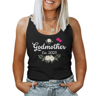 Funny Godmother Est 2023 Heart Floral Godmother Mothers Day Women Tank Top Basic Casual Daily Weekend Graphic - Thegiftio