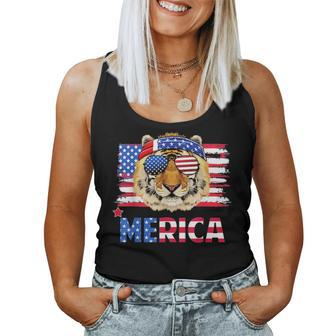 Funny Hanging With Tiger Mom Merica 4Th July Women Tank Top Basic Casual Daily Weekend Graphic - Seseable