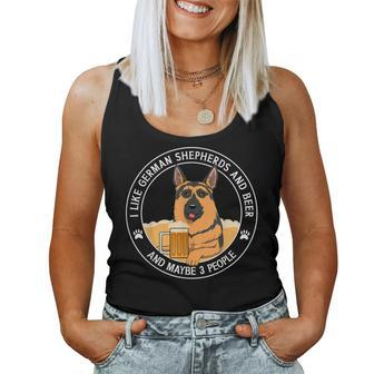 Funny I Like German Shepherds And Beer And Maybe 3 People Women Tank Top Basic Casual Daily Weekend Graphic - Seseable