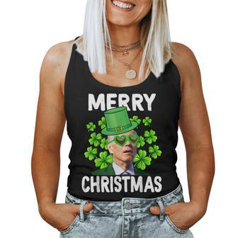 Funny Joe Biden Merry Christmas Confused St Patricks Day V3 Women Tank Top Basic Casual Daily Weekend Graphic - Seseable