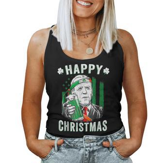 Funny Leprechaun Biden Happy Christmas For St Patricks Day Women Tank Top Basic Casual Daily Weekend Graphic - Seseable