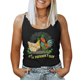 Funny Leprechaun Shamrock Chicken Hen Rooster St Patrick Day Women Tank Top Basic Casual Daily Weekend Graphic - Seseable
