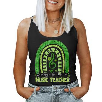Funny Lucky To Be A Music Teacher Rainbow St Patricks Day Women Tank Top Basic Casual Daily Weekend Graphic - Seseable