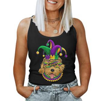 Funny Mardi Gras Dog Apparel Golden Doodle Dog Mom Dad V2 Women Tank Top Basic Casual Daily Weekend Graphic - Seseable