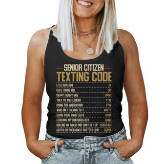 Funny Senior Citizen Texting Code Fun Old People Gag Gift Women Tank Top Basic Casual Daily Weekend Graphic - Seseable