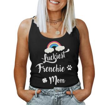 Funny St Paddys Luckiest Frenchie French Bulldog Mom Gift Women Tank Top Basic Casual Daily Weekend Graphic - Seseable