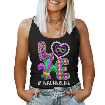 Funny Teacher Mardi Gras Family Matching Outfit V4 Women Tank Top Basic Casual Daily Weekend Graphic - Seseable