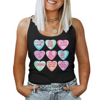 Funny Teacher Valentines Day Conversation Heart School V2 Women Tank Top Basic Casual Daily Weekend Graphic - Seseable