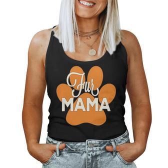Fur Mama Orange Animal Paw Print Cute Funny Dog Cat Mom Women Tank Top Basic Casual Daily Weekend Graphic - Seseable