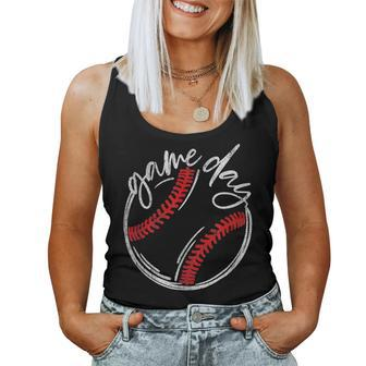 Game Day Baseball Funny Baseball Lovers Softball Life Mom Women Tank Top Basic Casual Daily Weekend Graphic - Seseable
