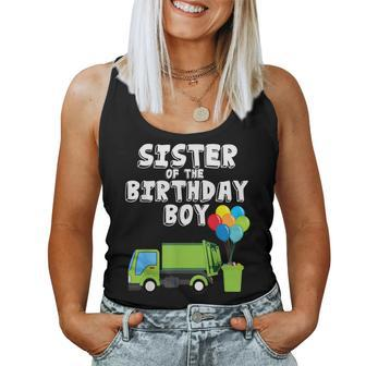 Garbage Truck Sister Birthday Boy Balloons Birthday Party Women Tank Top Basic Casual Daily Weekend Graphic - Seseable