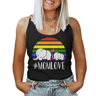 Gay Mom Love Pride Lgbt Rainbow Flag Elephant Gay Mom Gift V2 Women Tank Top Basic Casual Daily Weekend Graphic - Seseable