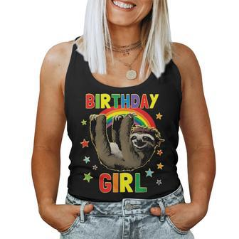 Girl Birthday Sloth B Day Party Kids Gift Idea Sloth Lovers Women Tank Top Basic Casual Daily Weekend Graphic - Seseable