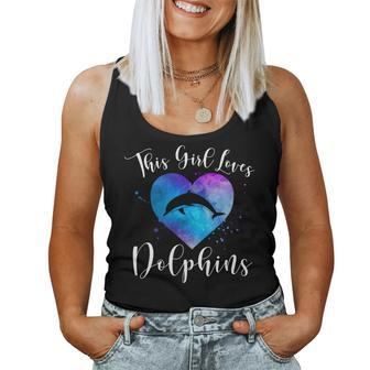 This Girl Loves Dolphins Women Mom Kids Dolphin Lover Women Tank Top | Mazezy