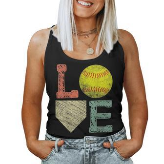 Girls Love Softball Mom Women Distressed Ball Women Tank Top Basic Casual Daily Weekend Graphic - Seseable