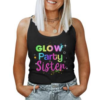 Glow Party Squad Sister Paint Splatter Glow Party Matching Women Tank Top | Mazezy