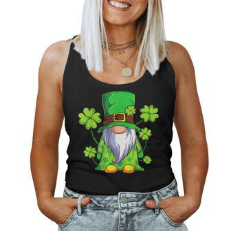 Gnome Tie Dye Shamrock St Patrick S Day Gnome For Women V2 Women Tank Top Basic Casual Daily Weekend Graphic - Seseable