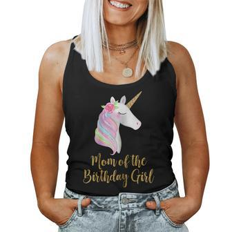 Gold Unicorn Mom Shirt Mom Of The Birthday Girl Women Tank Top | Mazezy