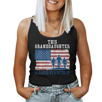 Granddaughter Raised By A Veteran Us Flag Proud Veterans Day Women Tank Top Basic Casual Daily Weekend Graphic - Seseable