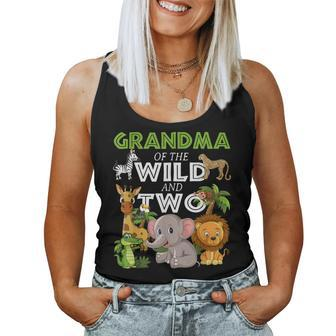 Grandma Of The Wild Two Zoo Birthday Safari Jungle Animal Women Tank Top | Mazezy