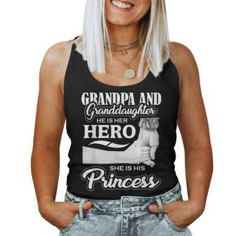 Grandpa & Granddaughter Hero & Princess Fathers Day Gift Women Tank Top Basic Casual Daily Weekend Graphic - Seseable