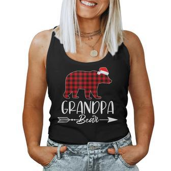 Grandpa Bear Matching Family Christmas Bear Red Plaid Women Tank Top | Mazezy