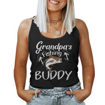 Grandpas Fishing Buddy Grandson Granddaughter Women Tank Top Basic Casual Daily Weekend Graphic - Seseable
